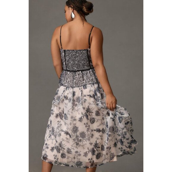 Anthropologie V-Neck Floral Midi Dress - Picture 3 of 10